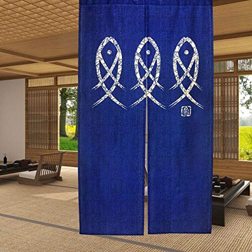 Noren Curtain Doorway - 古代のキャラクターの魚日本のカーテン寝室の入り口の家の装飾リネンのドアの窓のためのキッチンパーティションカーテン