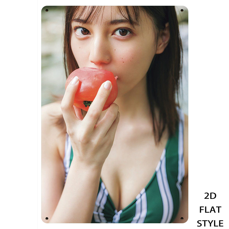 ヴィンテージメタルティンサイン、トマトを抱えた日本の少女、和 - Japanese Girl Lifestyle のレビューと価格