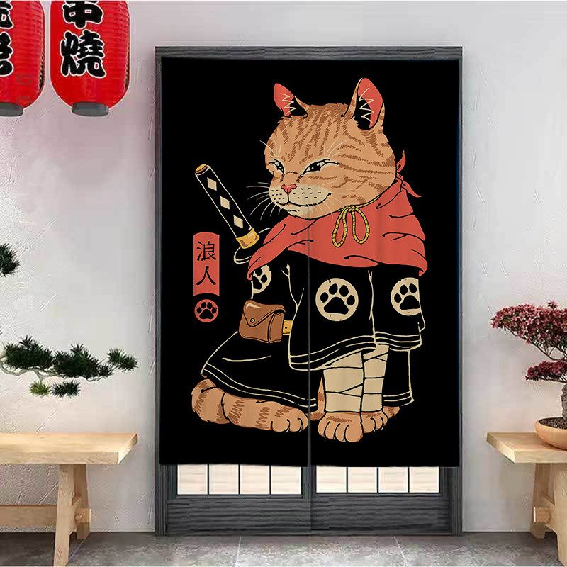 VIKAMA 漫画ラーメン猫の暖簾カーテン 日本風柄 ラーメ - Noren Curtain Doorway のレビューと価格