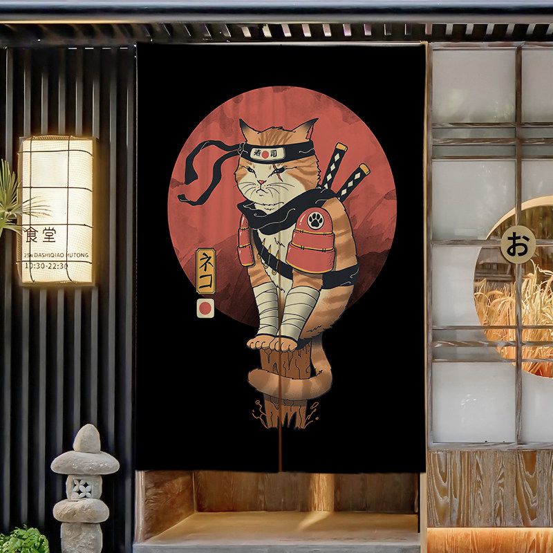 VIKAMA 漫画ラーメン猫の暖簾カーテン 日本風柄 ラーメ - Noren Curtain Doorway のレビューと価格