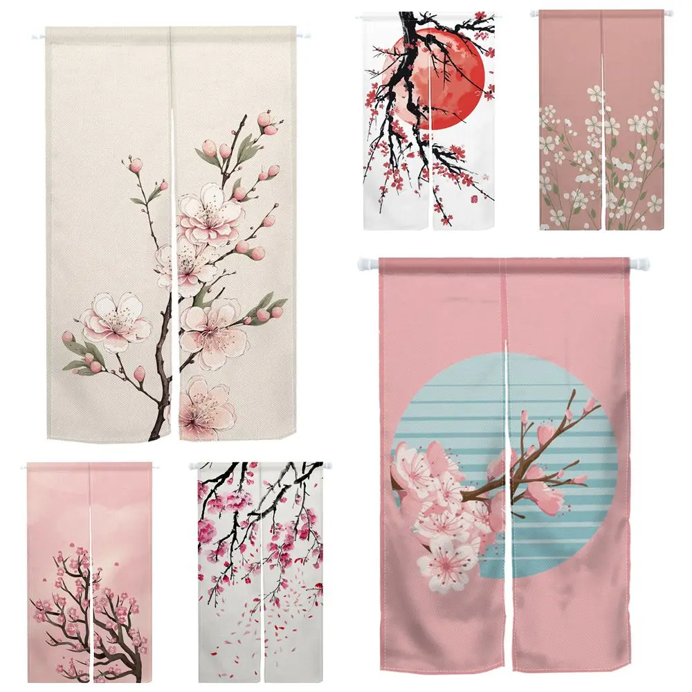 桜ドアカーテン和風プリントパーティションキッチン戸口装飾ドレ - Noren Curtain Doorway のレビューと価格